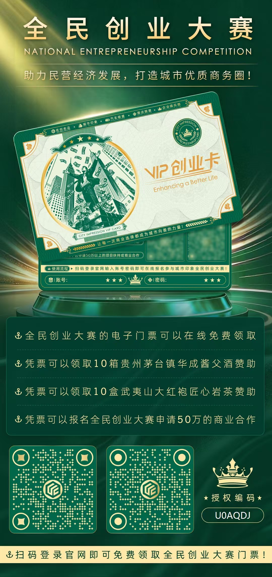 全民创业大赛电子门票及赞助权益海报